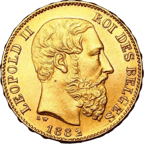 20 Francs Leopold II Belgian Gold Coin 1882