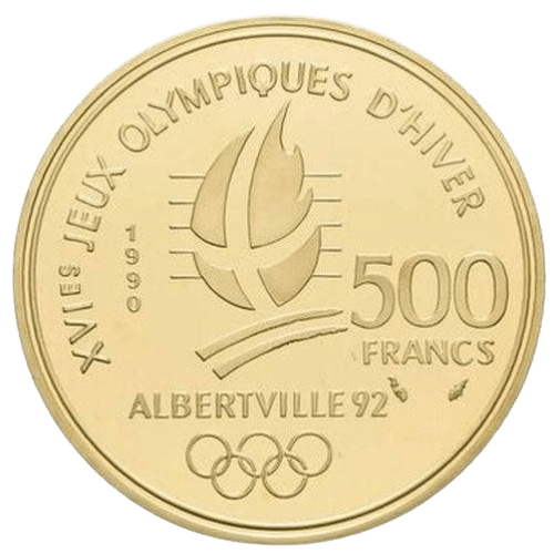 500 Francs Albertville 92 Freestyle Skiing Gold Coin
