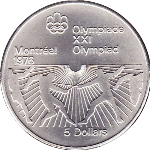 $5 Montreal Olympics Fencing Silver Coin 1976