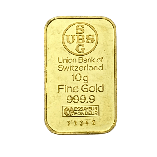 10 gram Union Bank of Switzerland Gold Bar | MintedMarket