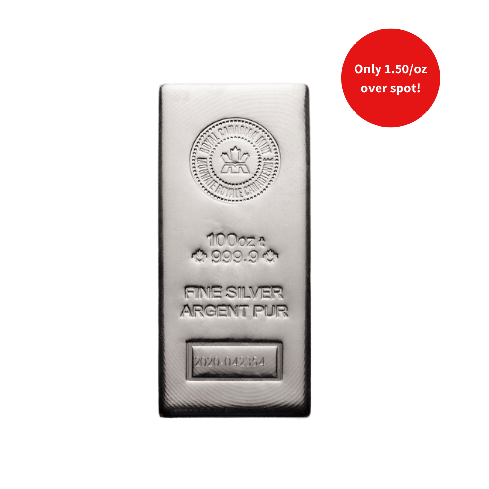 100 oz Royal Canadian Mint Silver Bar - MintedMarket