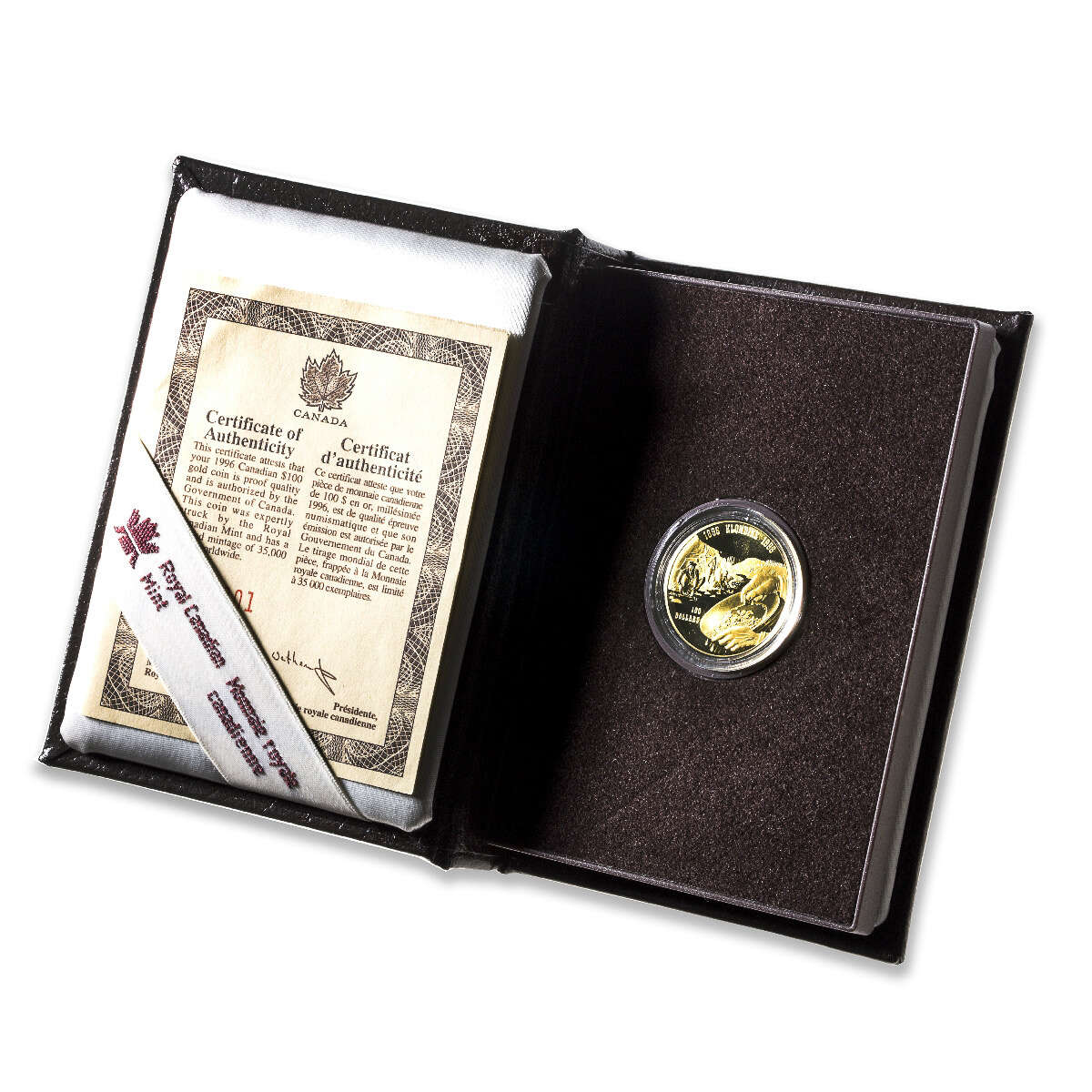 $100 Klondike Gold Rush 100th Anniversary Gold Coin 1996 with Box and Certificate - MintedMarket