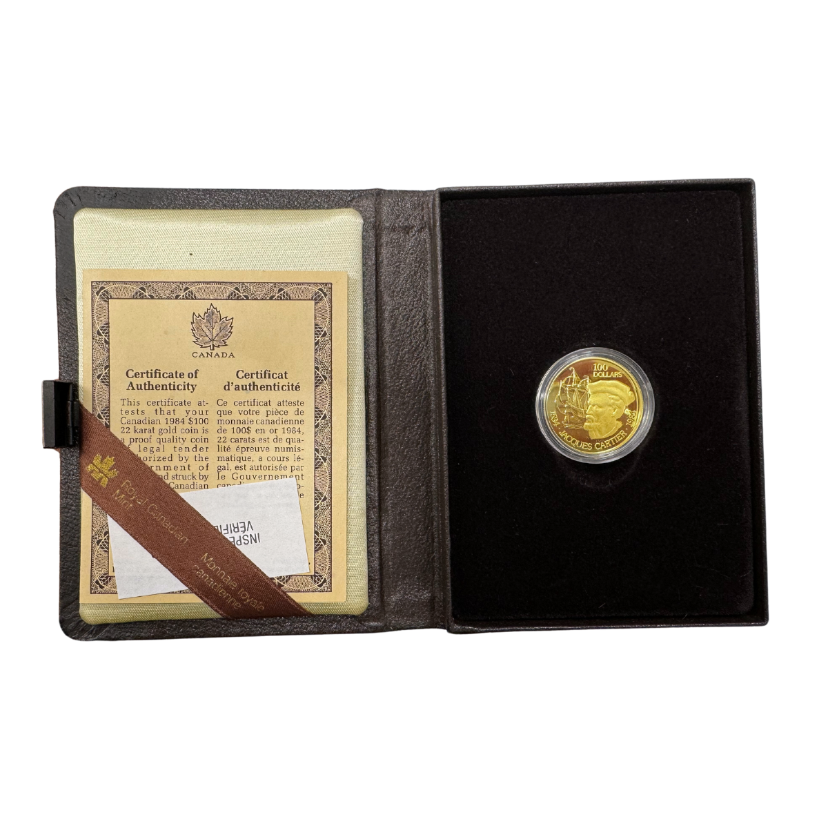 $100 Jacques Cartier Gold Coin 1984 with Box - MintedMarket