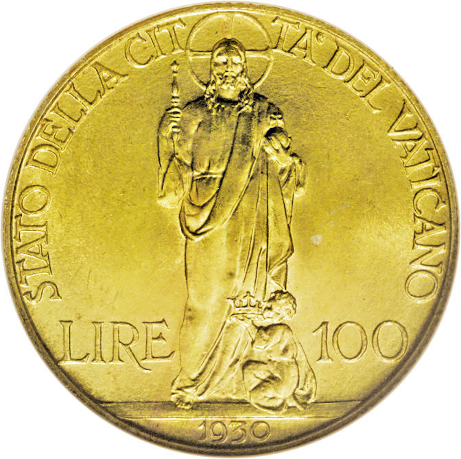 100 Lire Pivs XI Gold Coin 1929-1935 - MintedMarket