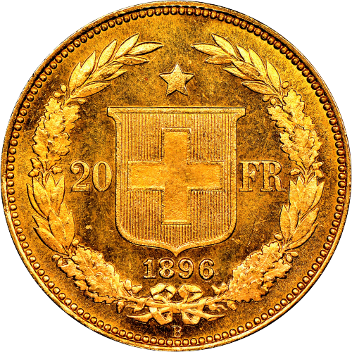 20 Francs Confederatio Helvetica Gold Coin 1896 - MintedMarket