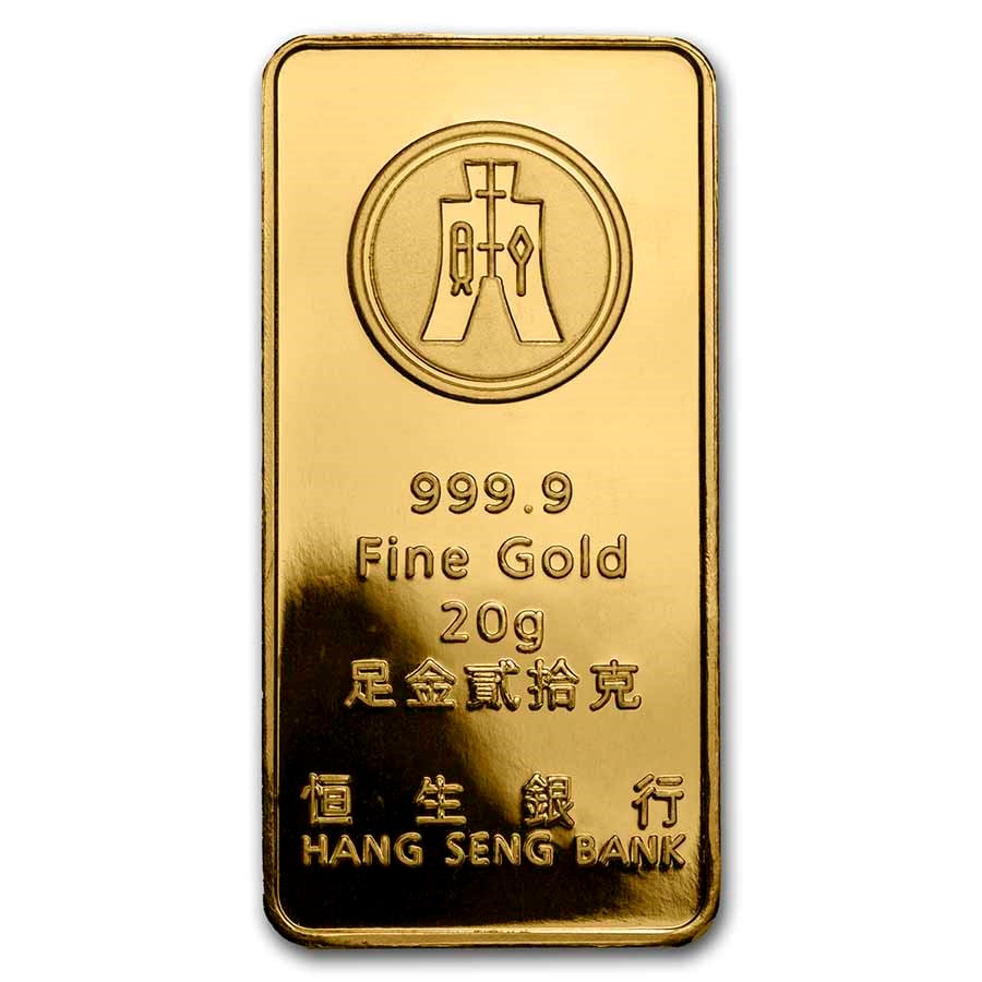 20 gram Hang Seng Bank God of Wealth Gold Bar - MintedMarket