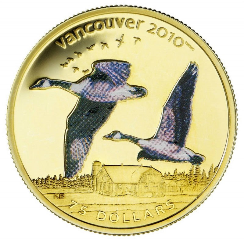 $75 Vancouver 2010 Olympic Winter Games Gold Coin: Canada Geese