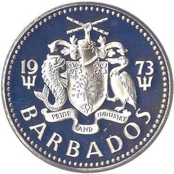 $10 King Neptune Silver Proof Coin Barbados 1973 - MintedMarket