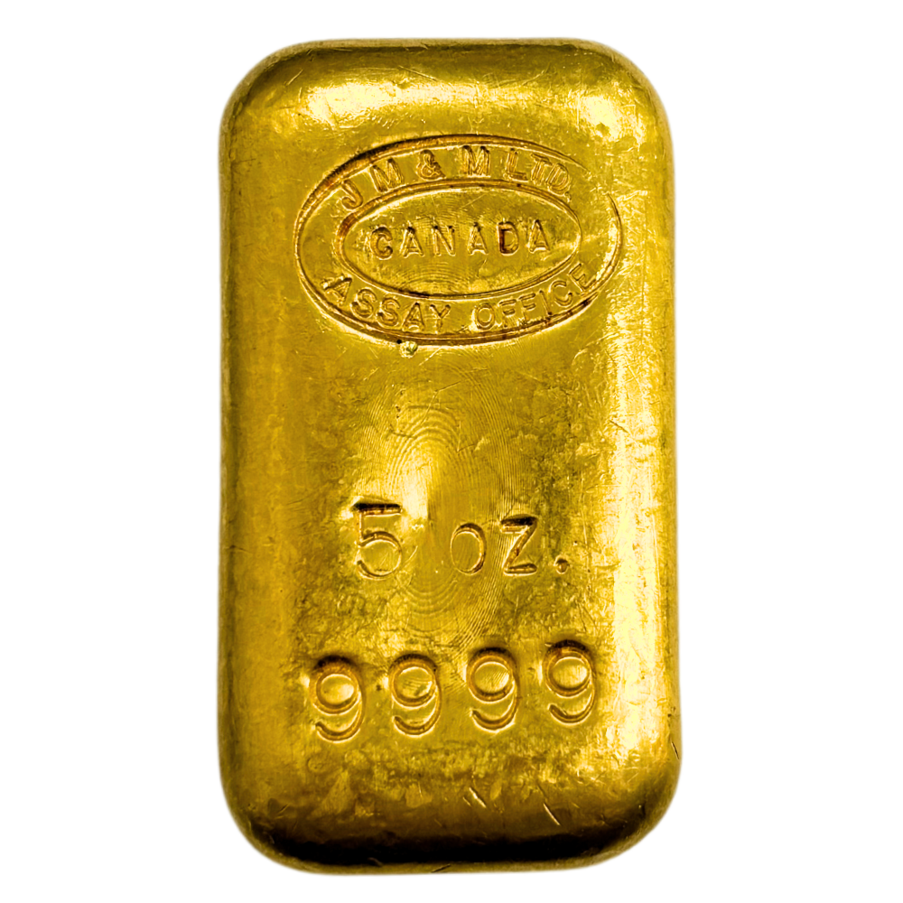 5 oz Johnson Matthey Vintage Gold Bar - MintedMarket