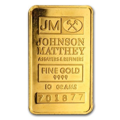 10 gram Johnson Matthey Gold Bar - MintedMarket