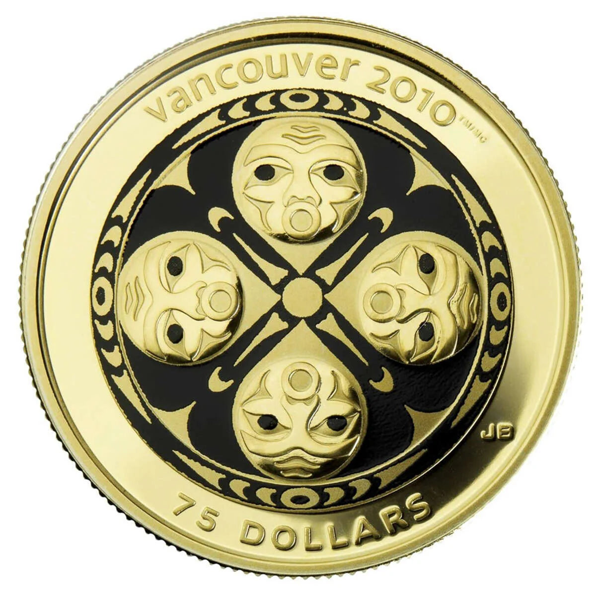 $75 Vancouver 2010 Olympic Winter Games Gold Coin: Four Host First Nations