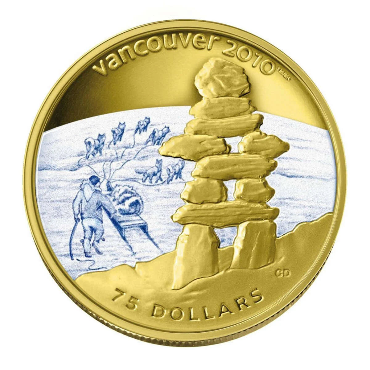 $75 Vancouver 2010 Olympic Winter Games Gold Coin: Inukshuk