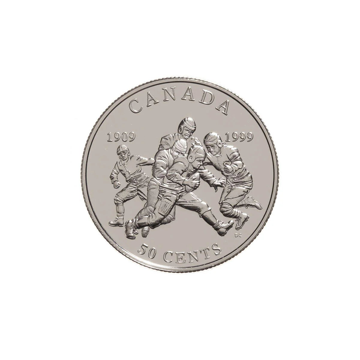 50 cent Canadian Sports Firsts: First Grey Cup Game Silver Coin 1999