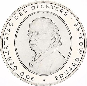 10 Euro Eduard Mörike Silver Coin 2004