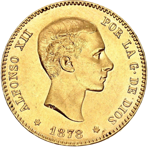 25 Pesetas Alfonso XII Spanish Gold Goin 1878 - MintedMarket