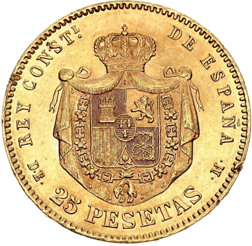 25 Pesetas Alfonso XII Spanish Gold Goin 1878 - MintedMarket