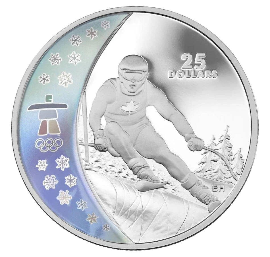 $25 Vancouver 2010 Olympic Winter Games Alpine Skiing Silver Coin 2007