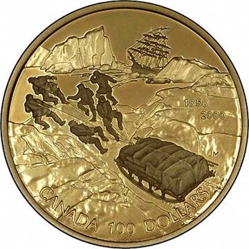$100 Franklin Expedition 14k Gold Coin 2000