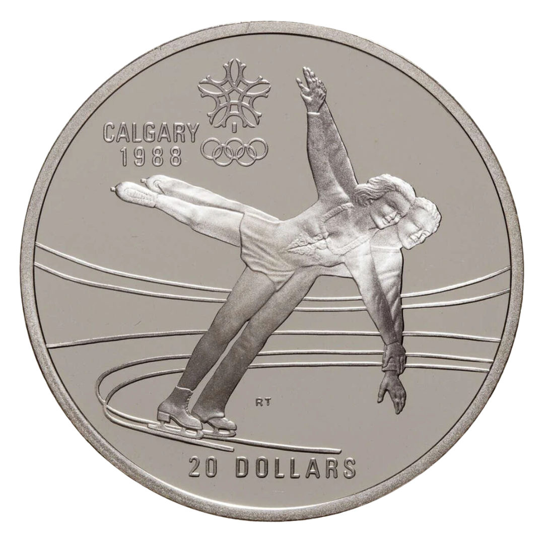 $20 Calgary Olympics Figure Skating Silver Coin 1987