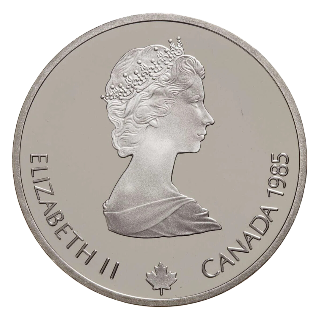 $20 Calgary Olympics Downhill Skiing Silver Coin 1985 - MintedMarket