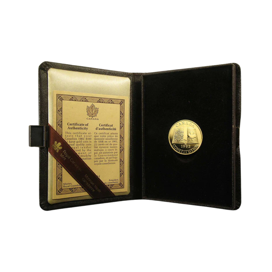 $100 Patriation of the Canadian Constitution Gold Coin 1982 with Box