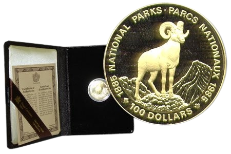 $100 National Parks Centenary 22k Gold Coin 1985 with Box