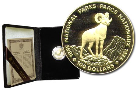 $100 National Parks Centenary 22k Gold Coin 1985 with Box