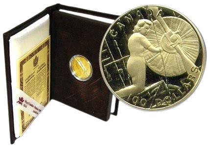 $100 The Home Front 14k Gold Coin 1994 with Box and Certificate