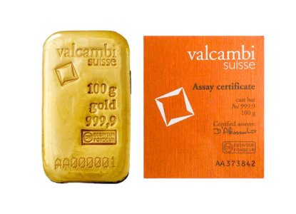 100 gram Valcambi Cast Gold Bar - MintedMarket