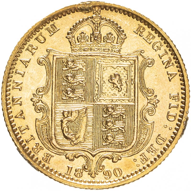 Gold Half Sovereign Victoria Jubilee Head 1890 (London Mint) - MintedMarket