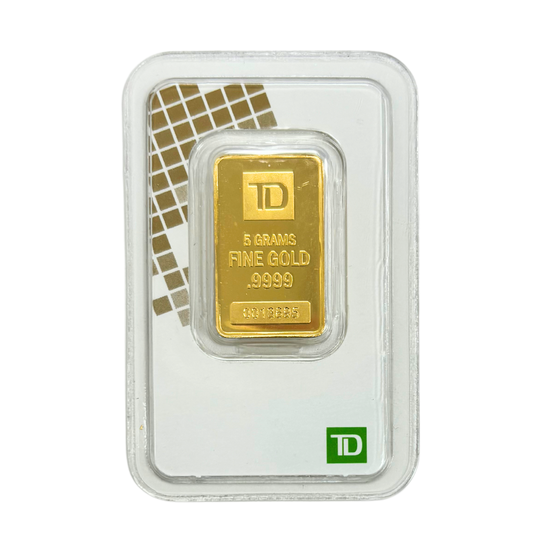 5 gram TD Gold Bar White Assay Card