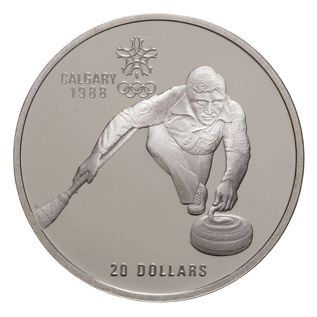 $20 Calgary Olympics Curling Silver Coin 1987