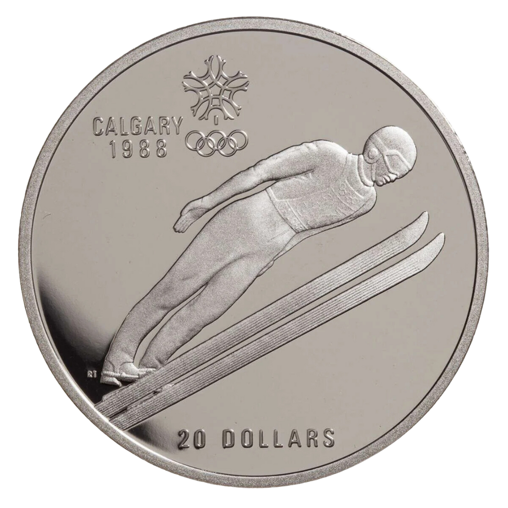 $20 Calgary Olympics Ski Jump Silver Coin 1987
