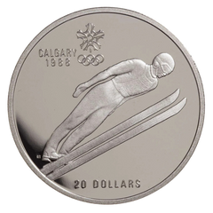$20 Calgary Olympics Ski Jump Silver Coin 1987