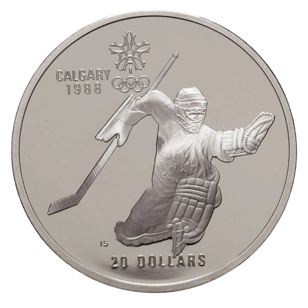 $20 Calgary Olympics Hockey Silver Coin 1986