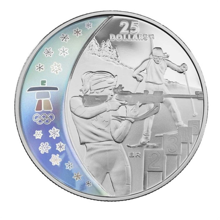 $25 Vancouver 2010 Olympic Winter Games Biathlon Silver Coin 2007