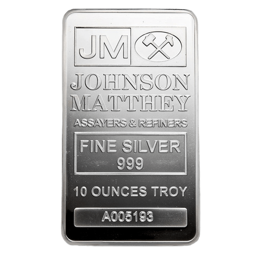 10 oz Johnson Matthey Silver Bar - MintedMarket