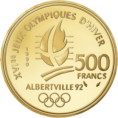 500 Francs Albertville 92 Bobsledding Gold Coin