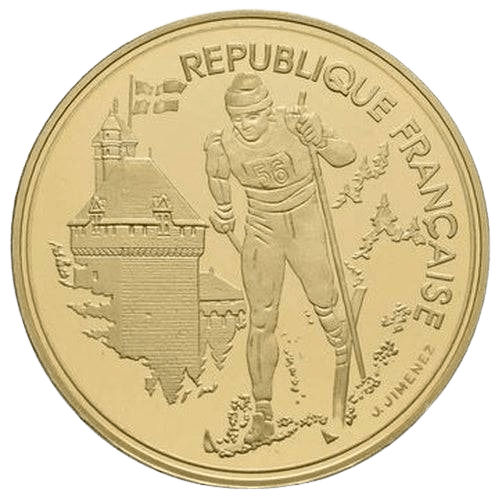 500 Francs Albertville 92 Cross-Country Skiing Gold Coin - MintedMarket