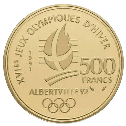 500 Francs Albertville 92 Cross-Country Skiing Gold Coin - MintedMarket
