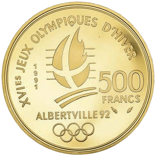 500 Francs Albertville 92 Ice Hockey Gold Coin - MintedMarket