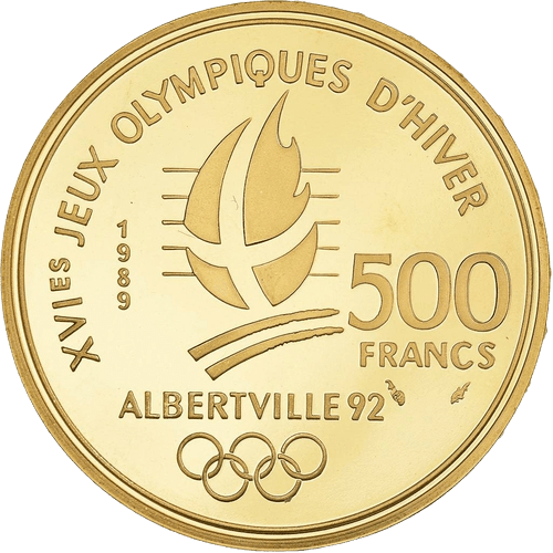 500 Francs Albertville 92 Ice Skating Gold Coin - MintedMarket