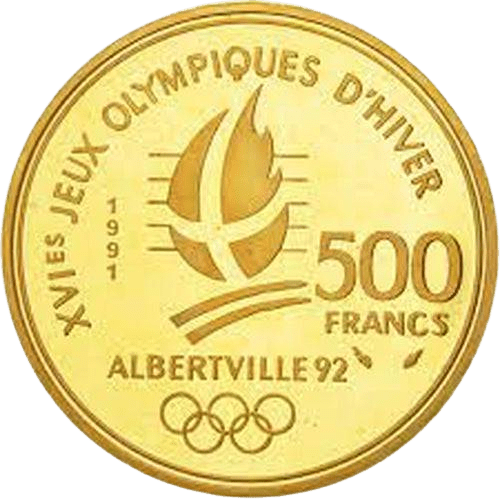 500 Francs Albertville 92 Pierre de Coubertin Gold Coin - MintedMarket