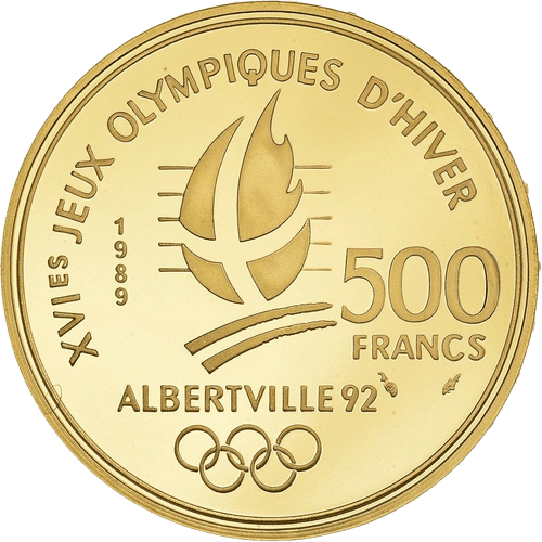 500 Francs Albertville 92 Skiing Gold Coin - MintedMarket