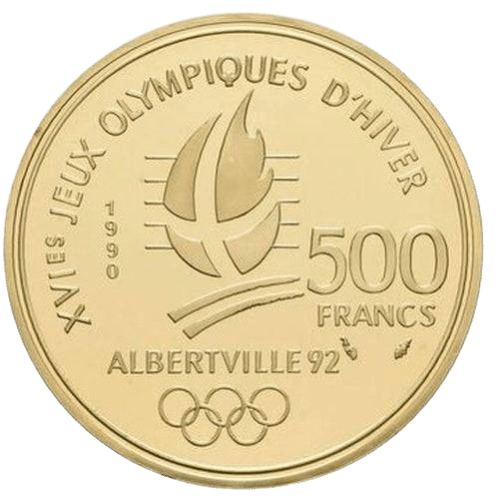 500 Francs Albertville 92 Slalom Skiing Gold Coin - MintedMarket