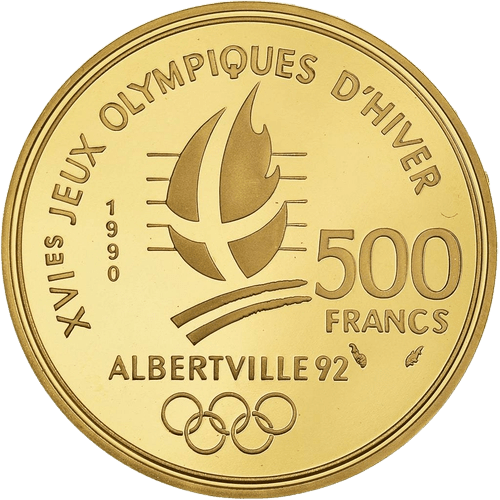 500 Francs Albertville 92 Speed Skating Gold Coin - MintedMarket