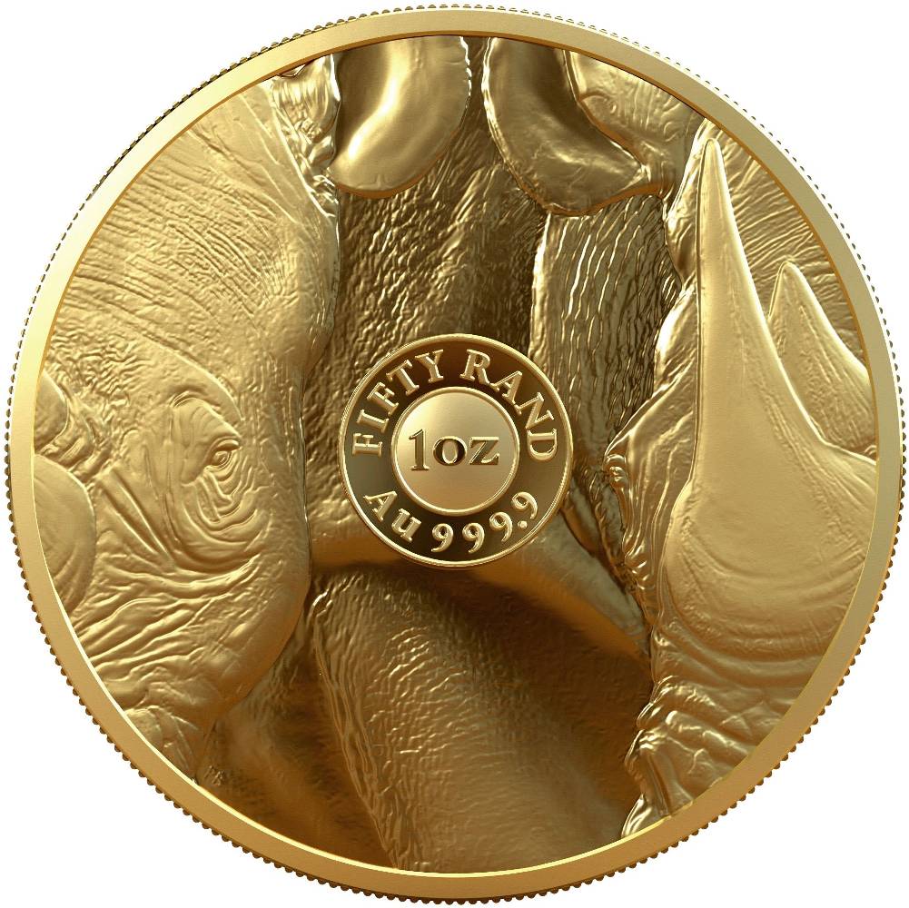 1 oz 50 Rand Rhino Gold Coin 2020 - MintedMarket