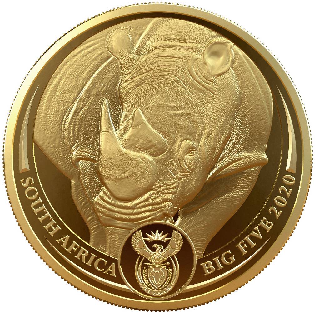 1 oz 50 Rand Rhino Gold Coin 2020 - MintedMarket