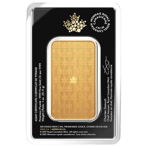 1 oz New Royal Canadian Mint Gold Bar - MintedMarket