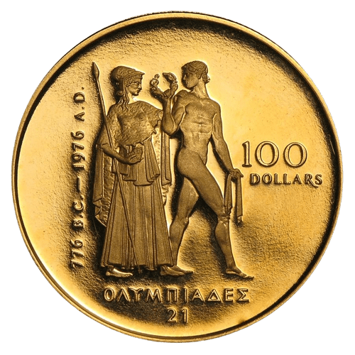 $100 Montreal Olympics 22k Gold Coin 1976 - MintedMarket